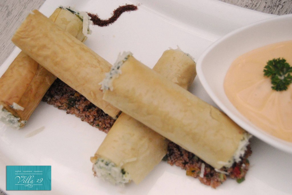 The chef's spanakopita cigars at Villa 19. Photo: Villa 19 Facebook page