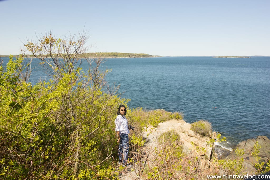 Supriya near the sea at Portland lighthouse