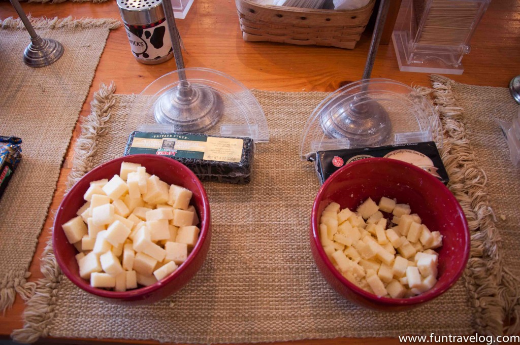 The cheese table at Cabot's cheese store