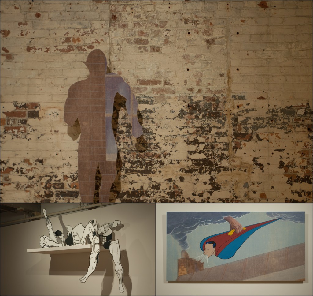 A collage of installations inside Mass MOCA
