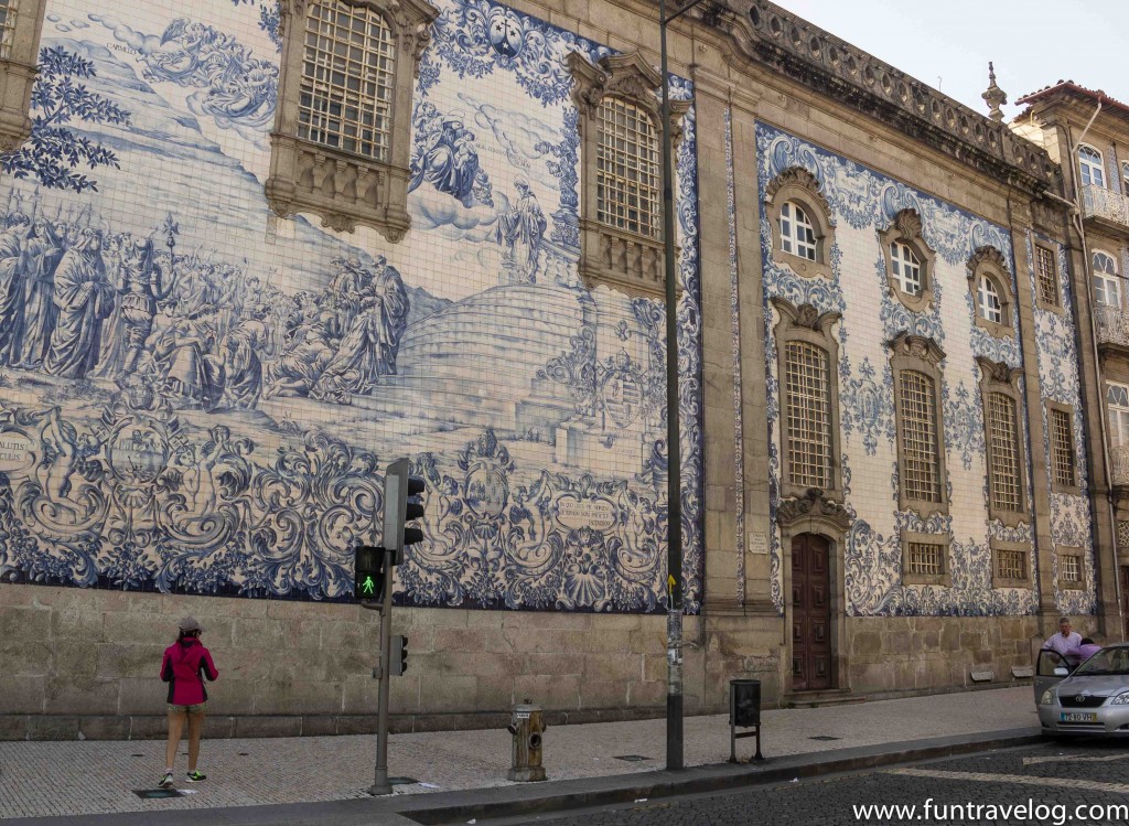 Beautiful ceramic tiles adorning the buildings in Porto