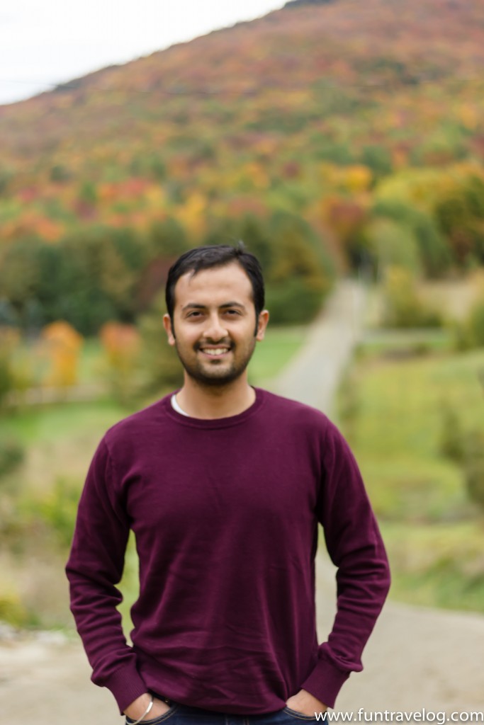 A fall photo of Bharat during Vermont leaf peeping