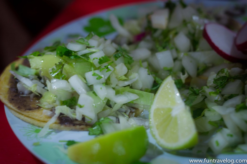 Tortillas with spicy sauces and toppings