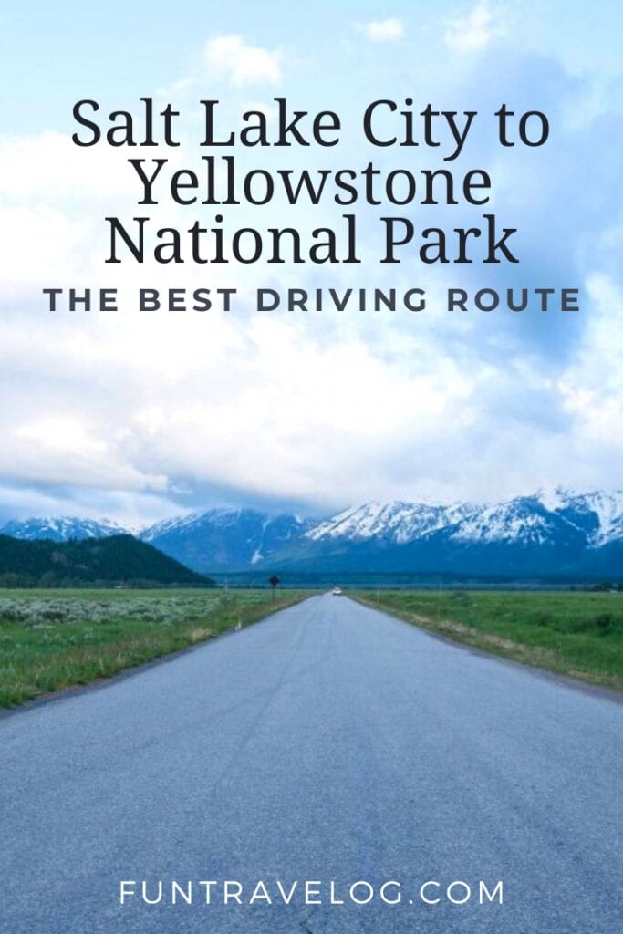 A pin for the best driving route from Salt Lake City to Yellowstone National Park.
