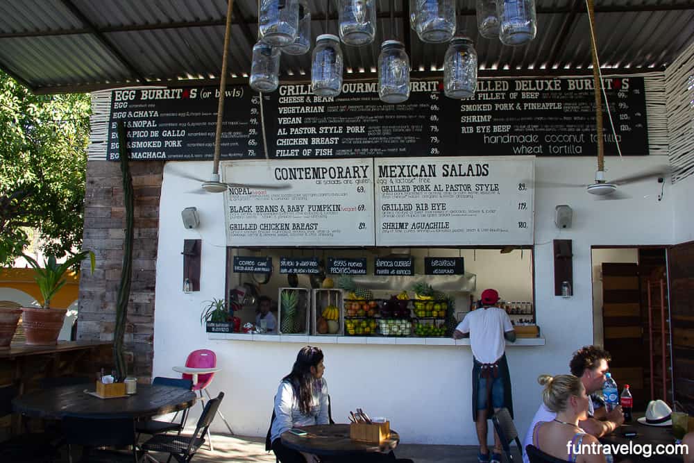 A view of a modern burrito cafe in Mexico